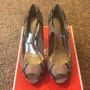 COACH Shawna Printed Snake Heels